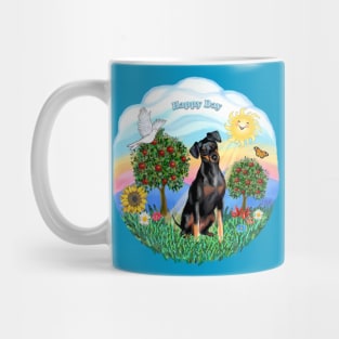 "Happy Day" Miniature Pinscher (Natural ears) in the Country Mug